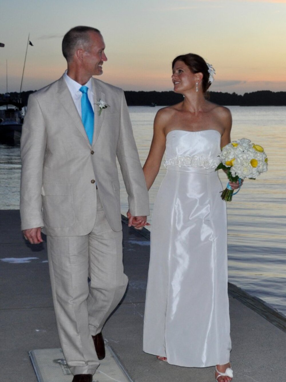 Belsoie Ivory Strapless Rosette Empire Waist Wedding Dress Gown 8